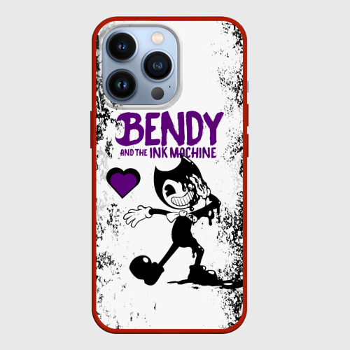 Чехол для iPhone 13 Pro Heart bendy and the Ink machine, цвет красный