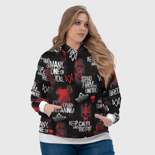 Женская толстовка 3D Watch dogs legion revolution pattern, цвет 3D печать - фото 6