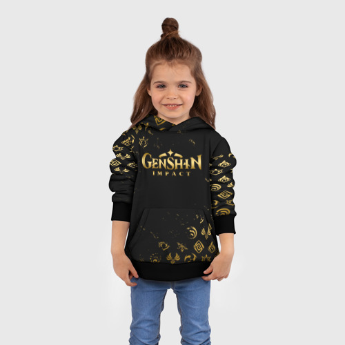 Детская толстовка 3D Golden symbol Genshin Impact, цвет черный - фото 4