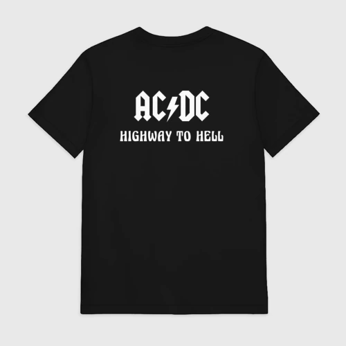Мужская футболка хлопок с принтом ACDC Highway to Hell, вид сзади #1