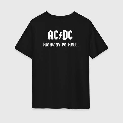 Женская футболка хлопок Oversize ACDC Highway to Hell, цвет черный - фото 2