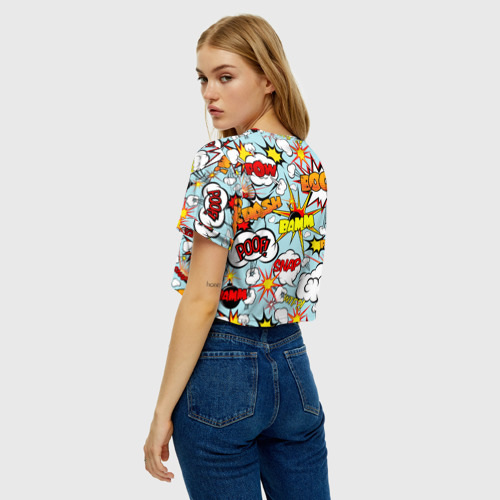 Женская футболка Crop-top 3D Boom - pop-art explosion pattern, цвет 3D печать - фото 5