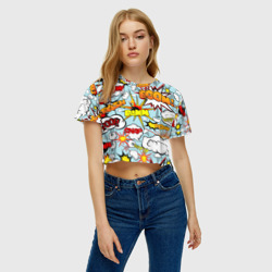 Женская футболка Crop-top 3D Boom - pop-art explosion pattern - фото 2