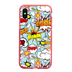 Чехол для iPhone XS Max матовый Boom - pop-art explosion pattern