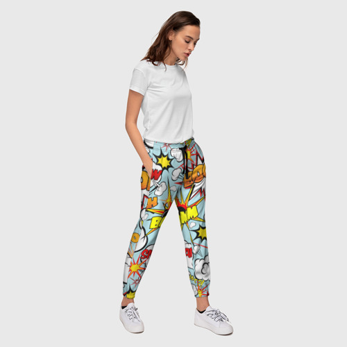 Женские брюки 3D Boom - pop-art explosion pattern, цвет 3D печать - фото 5