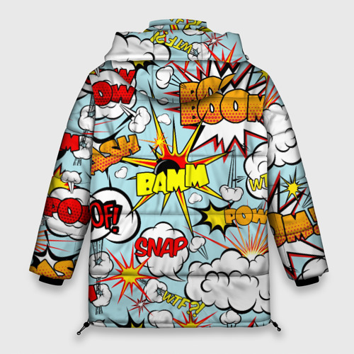 Женская зимняя куртка Oversize Boom - pop-art explosion pattern, цвет черный - фото 2