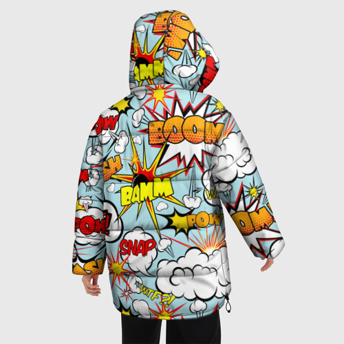 Женская зимняя куртка Oversize Boom - pop-art explosion pattern, цвет черный - фото 4