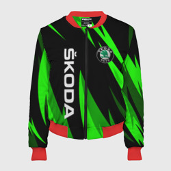 Женский бомбер 3D Skoda Логотип Узор