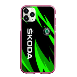 Чехол для iPhone 11 Pro Max матовый Skoda Логотип Узор