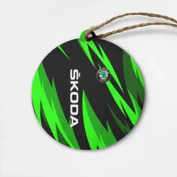 Деревянная игрушка круг Skoda Логотип Узор