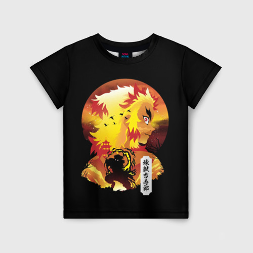 Детская футболка 3D Ренгоку Клинок рассекающий демонов, цвет 3D печать
