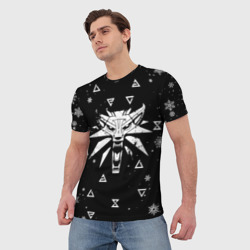 Мужская футболка 3D Чёрный свитер Ведьмак новогодний - фото 2