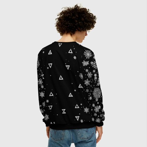 Мужской свитшот 3D Чёрный свитер Ведьмак новогодний, цвет черный - фото 4