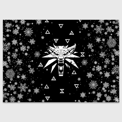 Поздравительная открытка Чёрный свитер Ведьмак новогодний, цвет белый