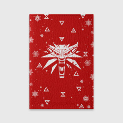 Обложка для паспорта матовая кожа Красный свитер Ведьмак новогодний