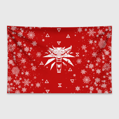 Флаг-баннер Красный свитер Ведьмак новогодний