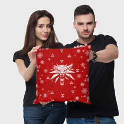 Подушка 3D Красный свитер Ведьмак новогодний - фото 2