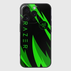 Чехол для iPhone 16 Pro силиконовый с защитой камеры Razer green