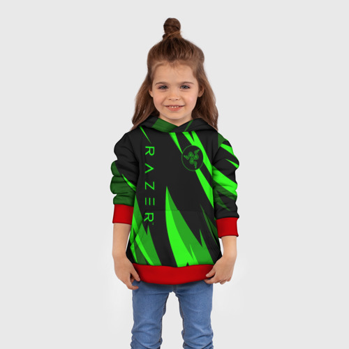 Детская толстовка 3D Razer green, цвет красный - фото 4