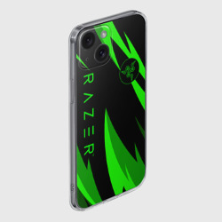 Чехол для iPhone 15 силиконовый с защитой камеры Razer green - фото 2
