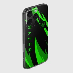 Чехол для iPhone 16 Pro силиконовый с защитой камеры Razer green - фото 2