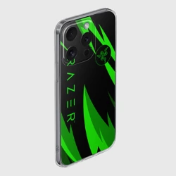 Чехол для iPhone 15 Pro Max силиконовый с защитой камеры Razer green - фото 2