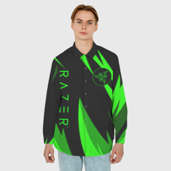 Мужская рубашка oversize 3D Razer green - фото 2