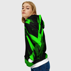 Толстовка с принтом Razer green для женщины, вид на модели спереди №3. Цвет основы: белый