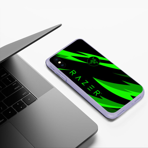 Чехол для iPhone XS Max матовый Razer green, цвет светло-сиреневый - фото 5