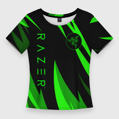 Женская футболка 3D Slim Razer green, цвет 3D печать