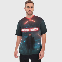 Мужская футболка oversize 3D Smash Into Pieces Big Bang Neon man - фото 2