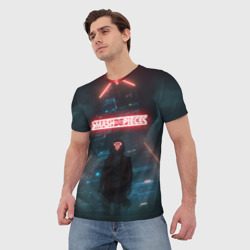 Мужская футболка 3D Smash Into Pieces Big Bang Neon man - фото 2