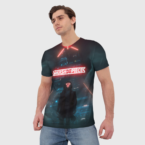Мужская футболка 3D Smash Into Pieces Big Bang Neon man, цвет 3D печать - фото 3
