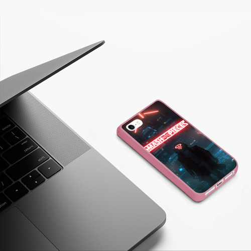 Чехол для iPhone 5/5S матовый Smash Into Pieces Big Bang Neon man, цвет малиновый - фото 5