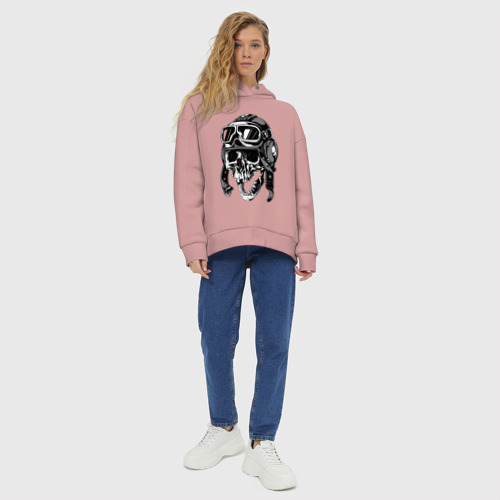 Женское худи Oversize хлопок Skull Ridеr, цвет пыльно-розовый - фото 6