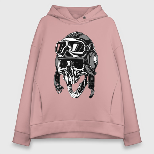 Женское худи Oversize хлопок Skull Ridеr, цвет пыльно-розовый