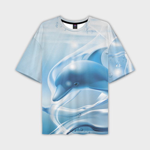 Мужская футболка oversize 3D Дельфин в лазурном океане