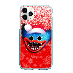 Чехол для iPhone 11 Pro Max матовый Poppy Playtime Хаги Ваги новогодний, снежинки