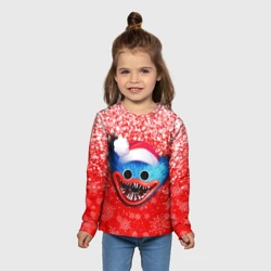 Детский лонгслив 3D Poppy Playtime Хаги Ваги новогодний, снежинки - фото 2