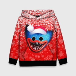 Детская толстовка 3D Poppy Playtime Хаги Ваги новогодний, снежинки