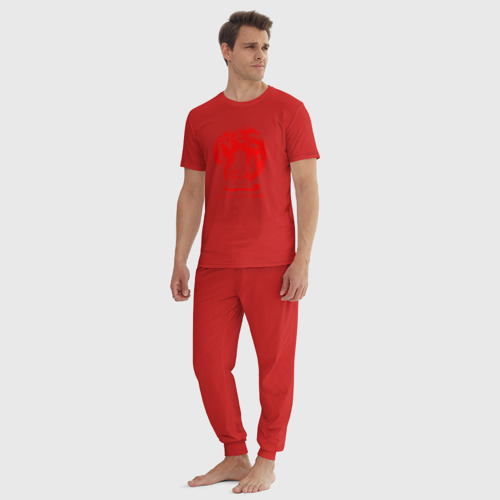 Мужская пижама хлопок Медоеду на все ***, цвет красный - фото 5