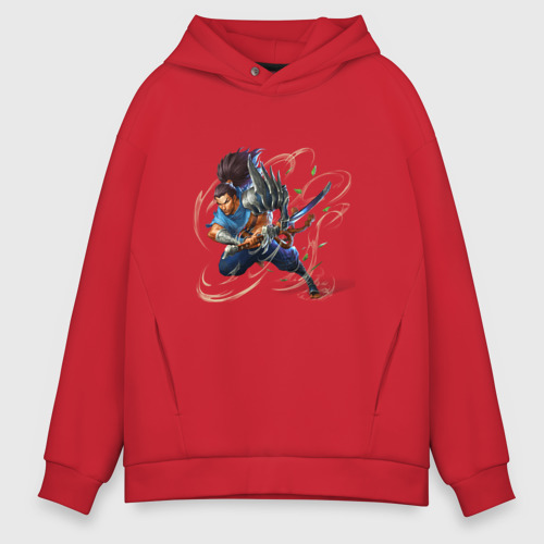 Мужское худи Oversize хлопок League of Legends Yasuo hero, цвет красный