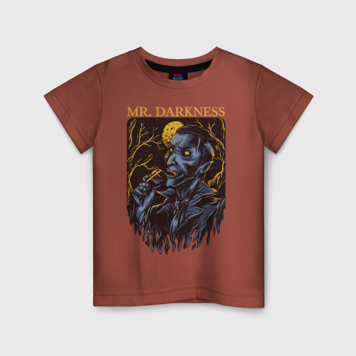 Детская футболка хлопок Вампир с бокалом, цвет кирпичный