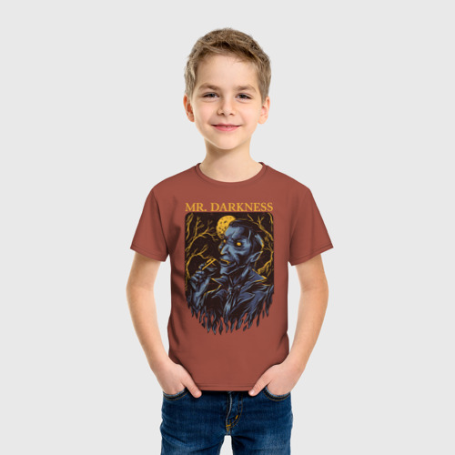 Детская футболка хлопок Вампир с бокалом, цвет кирпичный - фото 3