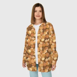 Женская рубашка oversize 3D Орехи фундук паттерн - фото 2