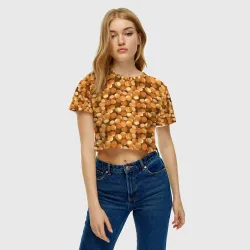 Женская футболка Crop-top 3D Орехи фундук паттерн