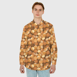 Мужская рубашка oversize 3D Орехи фундук паттерн - фото 2