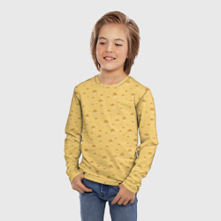 Лонгслив с принтом Сыр - (Cheese) для ребенка, вид на модели спереди №2. Цвет основы: белый