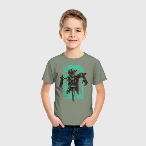 Детская футболка хлопок Монстр пугало, цвет авокадо - фото 3