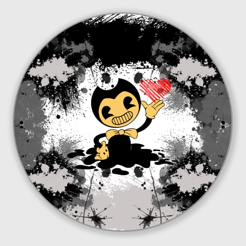 Круглый коврик для мышки Bendy love Бенди с сердцем